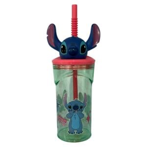 Copo Infantil 3D Com Canudo Stitch 360ML Disney