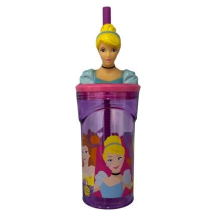 Copo 3D Com Canudo Princesas 360ML