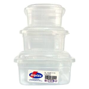 Conjunto C/ 3 Potes Quadrados 200ml/400ml/700ml Sortidos - Giplás