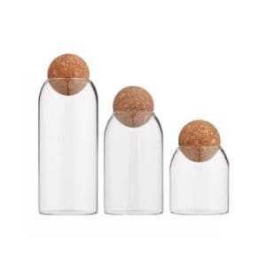 Pote de Vidro Hermético C/ Tampa Redonda de Cortiça - Petrin