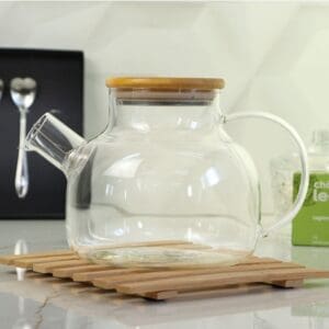 Chaleira de Vidro Borossilicato com Tampa de Bambu 1L - Lehaví - Imagem 4