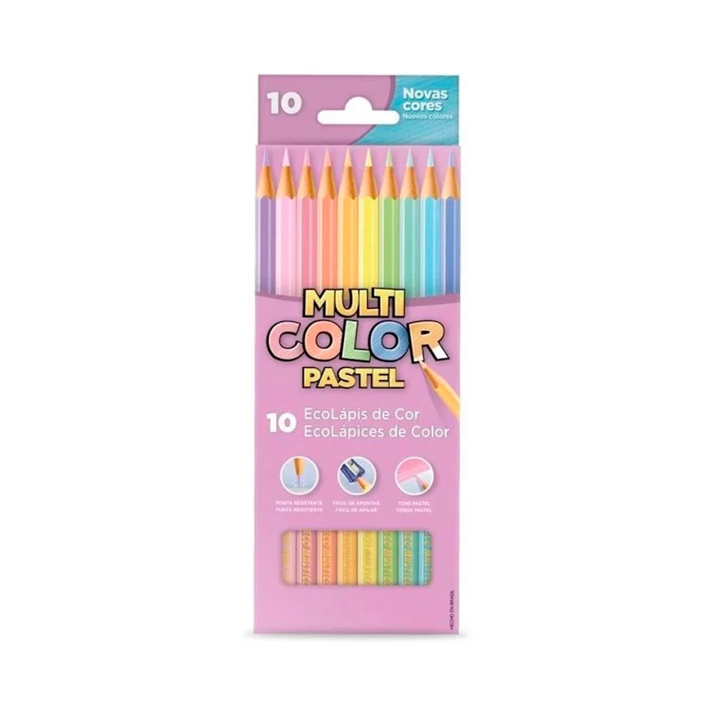 048379 Lápis de Cor Ecolápis Cor Pastel 10 Cores - Multicolor - Imagem 1