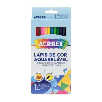 Lápis de Cor Aquarelável Sextavado 12 Cores - Acrilex