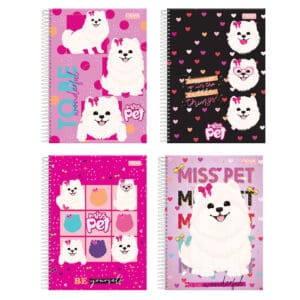 Caderno Espiral Universitário 10 Matérias 160 Folhas Miss Pet - Nova Cadernos