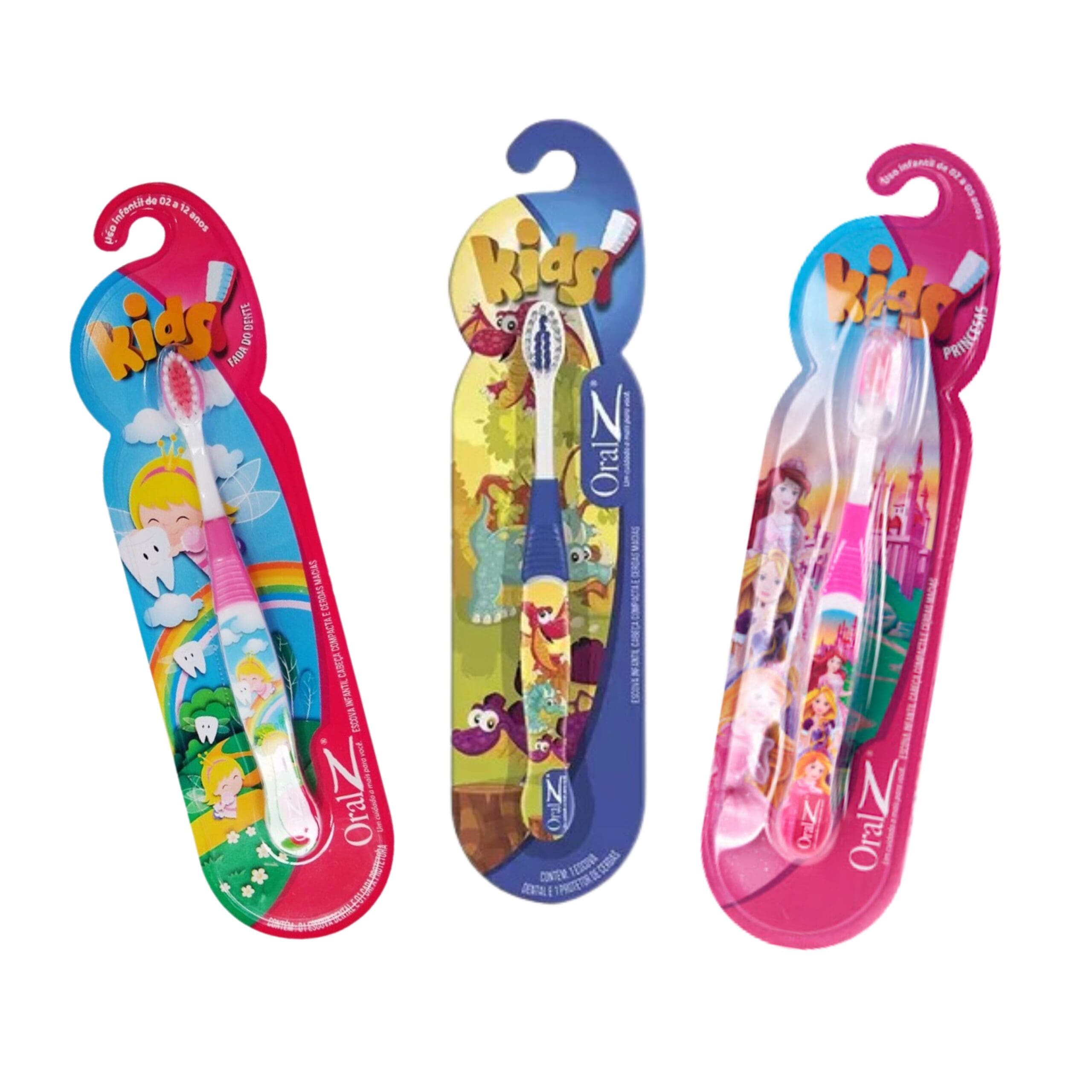 Esse produto possui cores e estampas sortidas na caixa. Contém 1 (um) item, não é kit. Escova De Dente Infantil Macia - OralZ - Imagem 1