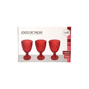 Jogo de Taças 6 Peças Vermelho 330ml 9x17cm - Casíta