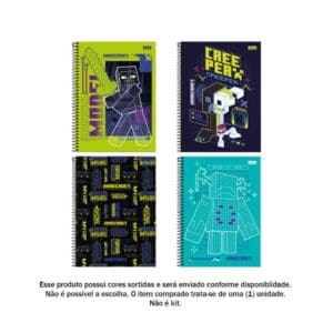 Caderno Espiral 1/4 Minecraft 80 Folhas - Foroni - Imagem 2