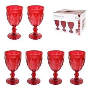 Jogo de Taças 6 Peças Vermelho 330ml 9x17cm - Casíta - Imagem 4