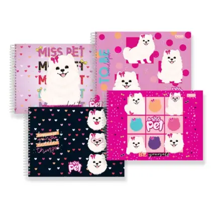 Caderno Espiral para Desenho 80 Folhas Miss Pet - Nova Cadernos