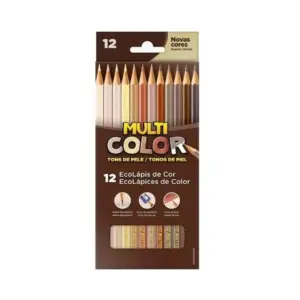 Lápis de Cor Ecolápis Tons de Pele 12 Cores - Multicolor