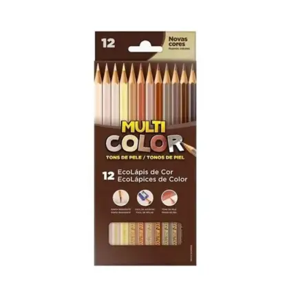 Lápis de Cor Ecolápis Tons de Pele 12 Cores - Multicolor