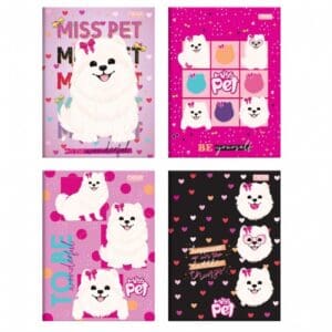 Caderno Brochura Universitário 1 Matéria 96 Folhas Miss Pet - Nova Cadernos