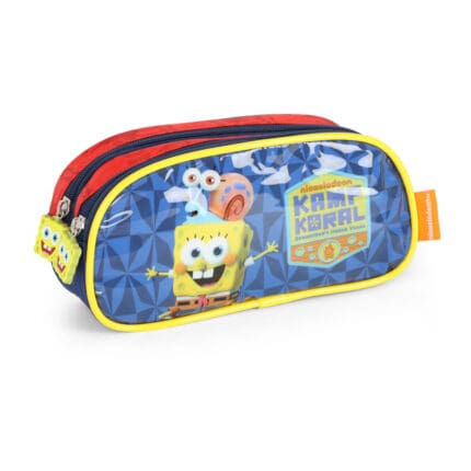 Estojo Bob Esponja e Gary 2 Divisórias - Luxcel