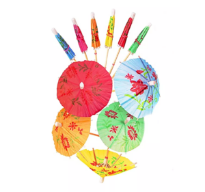 Kit com 12 Mini Guarda-Chuvas Decorativo para Pratos e Bebidas