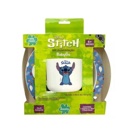 Kit Alimentação Prato Bowl + Caneca 270ml Stitch - BabyGo
