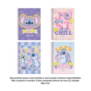 Caderno Espiral Pequeno 1/4 80 Folhas Stitch - Foroni - Imagem 2