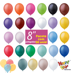 Balão Liso 20cm N°8 com 50 Unidades - Happy Day - Imagem 3