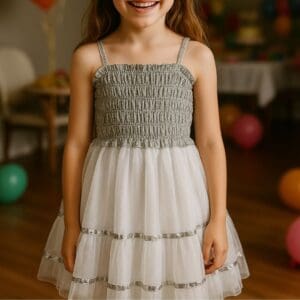 Vestido Infantil para Festa de Poliéster Prateado Tamanho Único 65cm TY361743 - Imagem 2