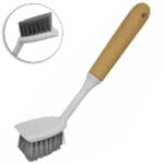 Escova Multiuso Oval Com Raspador E Cabo De Madeira 22x4cm