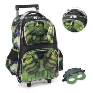 Mochila de Rodinhas 3 Divisórias C/ Máscara Hulk - Luxcel - Imagem 2