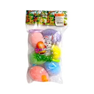 Ovo de Páscoa Decorativo de Isopor Felpudo com 6 unidades de 7cm Cada - Rio Tijucas