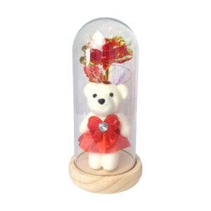 Enfeite Decorativo Flor Artificial com Ursinho com Luz de LED 10,8X10,8X21,2cm - FWB - Imagem 5