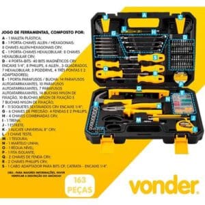 Maleta com Jogo de Ferramentas 163 Peças - Vonder - Imagem 2