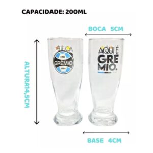 Copo Munich com 2 Unidades Times Grêmio 200ml - Brasfoot - Imagem 2