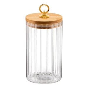 Pote Hermético de Vidro Borossilicato Canelado com Tampa de Bambu - Casíta