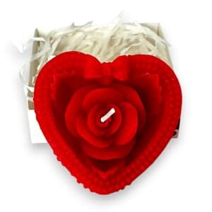 Vela Decorativa de 8 cm Com Aroma e Formato de Coração com uma Rosa - Imagem 3