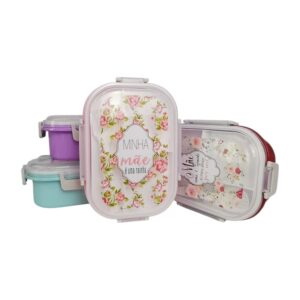 Kit Marmita 3 Peças com Colher e Garfo em Plástico Dia das Mães Sortido - Interponte - Imagem 2