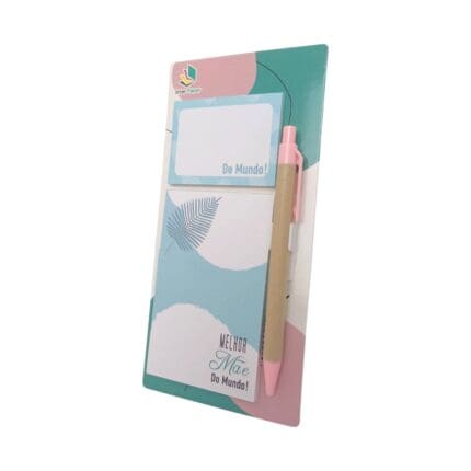 Kit 2 Blocos de Anotação Autoadesivo com 40 Folhas e 1 Caneta Dia das Mães - Interponte