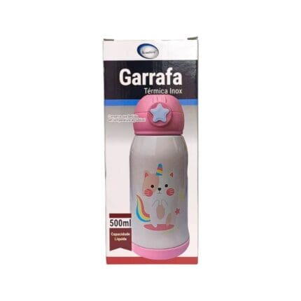 Garrafa Térmica de Inox e Plástico Infantil 500ml Sortido - Interponte