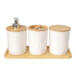 Kit para Banheiro 4 Peças em Plástico e Bambu Redondo One - Utility Nauá