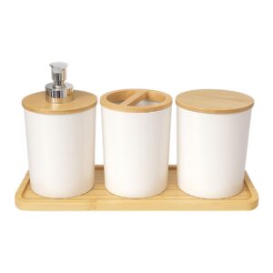 Kit para Banheiro 4 Peças em Plástico e Bambu Redondo One - Utility Nauá