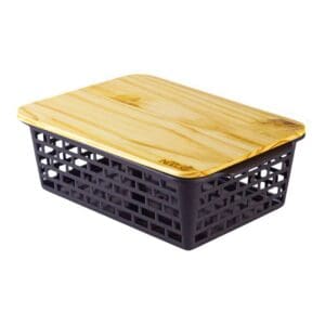Cesta Organizadora com Tampa de Bambu New - Uyility Nauá