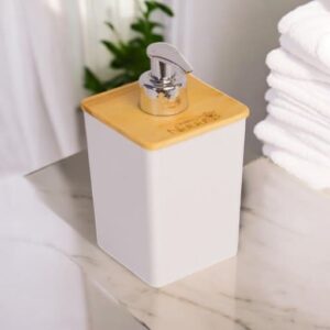 Porta Sabonete Líquido de Plástico com Tampa de Bambu Quadrado - Utility Nauá - Imagem 2