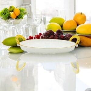 Bandeja Redonda Decorativa de Plástico com Alças Sortido - FWB - Imagem 2