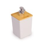 Porta Sabonete Líquido de Plástico com Tampa de Bambu Quadrado - Utility Nauá