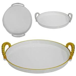 Bandeja Redonda Decorativa de Plástico com Alças Sortido - FWB - Imagem 5