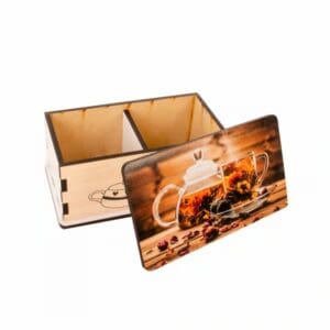 Caixa de Chá em MDF Estampada com 2 Divisórias - Imagem 3