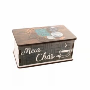 Caixa de Chá em MDF Estampada com 2 Divisórias