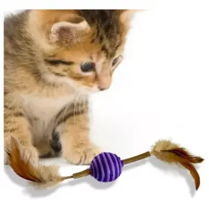 Brinquedo para Gatos de Poliéster + Madeira e Pena 25x4cm - Rio Tijcuas - Imagem 2