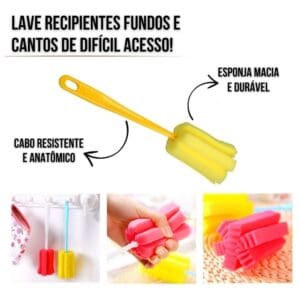Esponja com Cabo para Lavar Copos 24cm Cores Sortidas - Rio Tijucas - Imagem 4