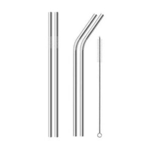 Conjunto com 4 Peças de Canudo de Aço Inox + Escova Higienizadora - Caerus Home