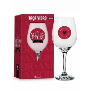 Taça de Vidro para Vinho 385ml Você Me Faz Muito Feliz - BrasFoot