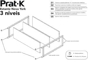 Estante 3 Niveis 64x30x72CM Nogueira (Nova York) - Prat-k - Imagem 4