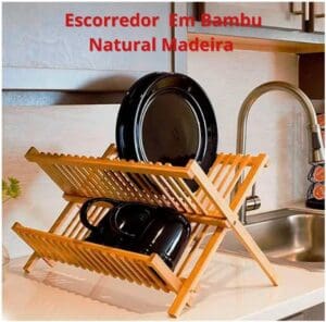 Escorredor de Pratos 46x33cm de Bambu - Caeros Home - Imagem 6