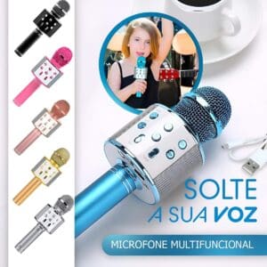Microfone Infantil Com Caixa de Som, Bluetooth, Efeito Vocal Recarregável WS-858 HandHeld KTV - Imagem 5