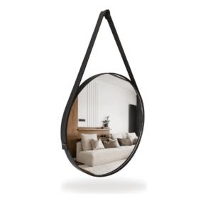 Espelho com alça Redondo 60cm Preto - Mev Glass